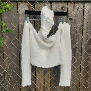 White turtleneck halter top sweater